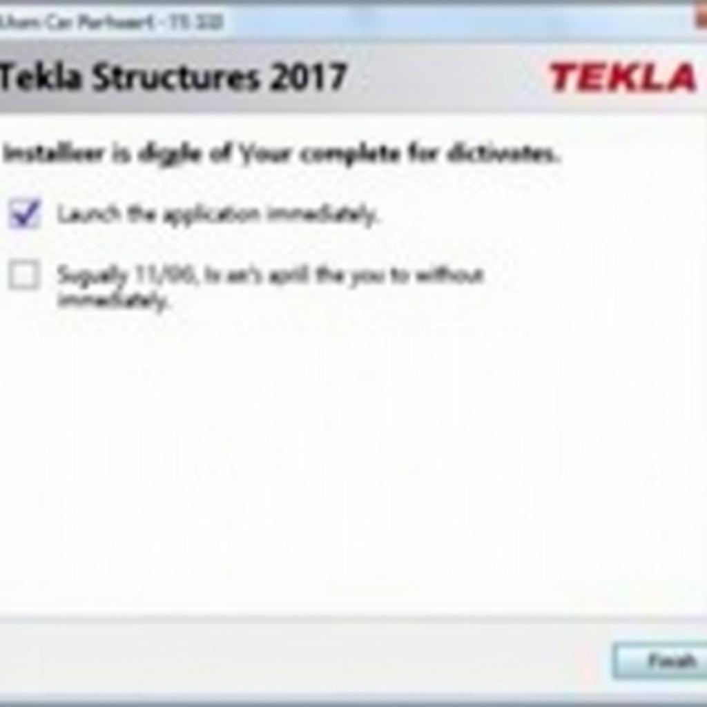 Man hinh thong bao hoan tat cai dat tekla structures 2017